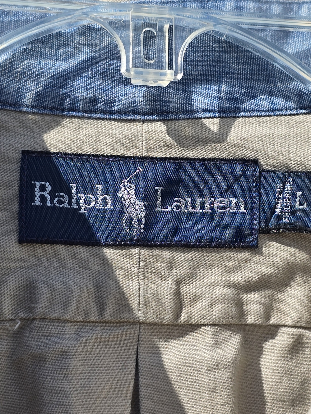 Ralph Lauren Shirt Mens Large Beige Button Down Long Sleeve Pony Logo Casual - Picture 5 of 10